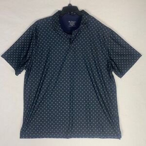 Ben Sherman‎ Sport Mens XXL Blue Geometric Print Polo Shirt Golf Performance